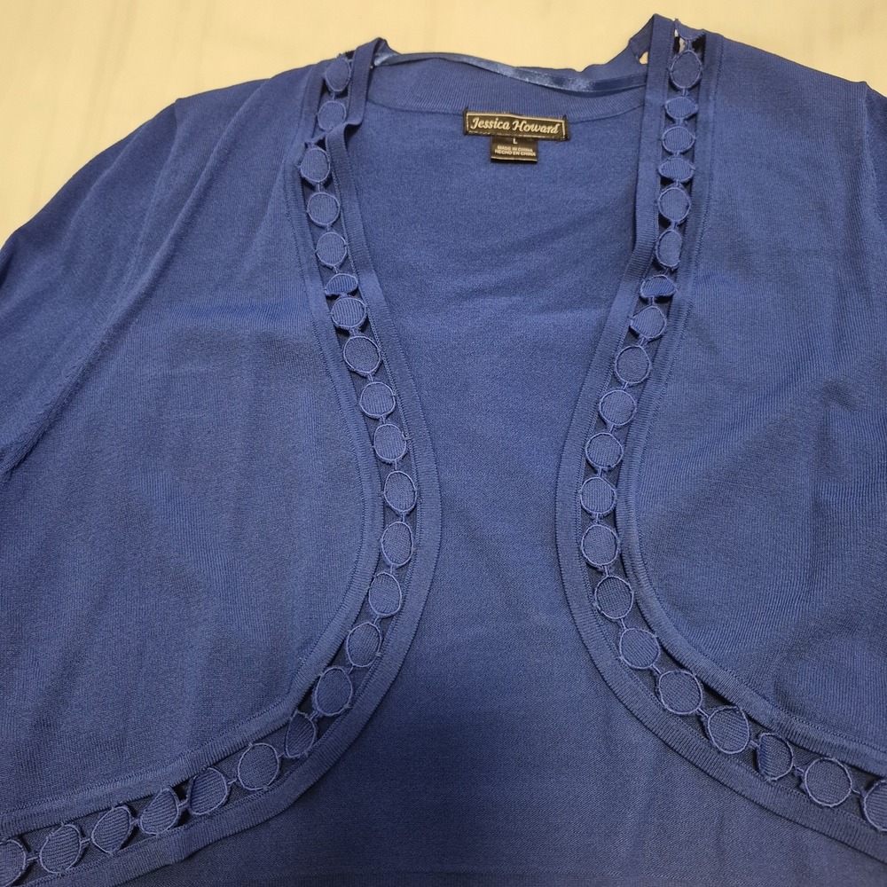 Jessica Howard Royal Blue Open-Front Shrug - Picture 3 of 4
